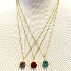 Handmade 14 ct Gold Wrapped Geode Pendant Necklace